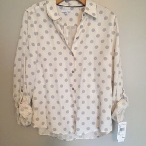 Adorable Polka-dot Button Down with Rolled Sleeves