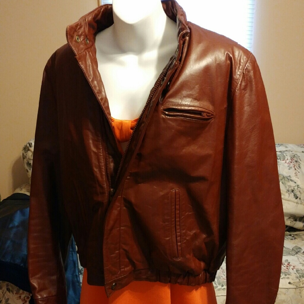 Berman's 100% Leather jacket maroon/burgundy