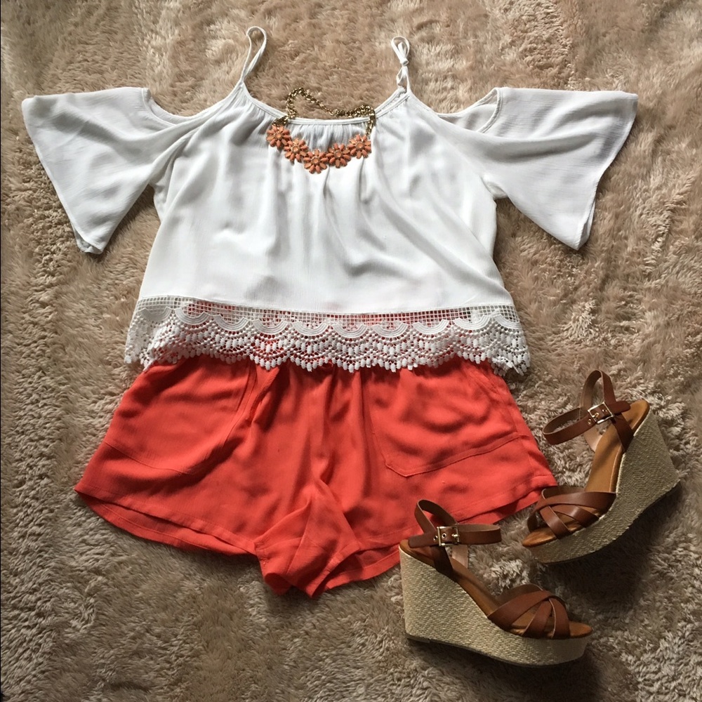 White open shoulder blouse