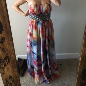 Watercolor Le Femme prom dress