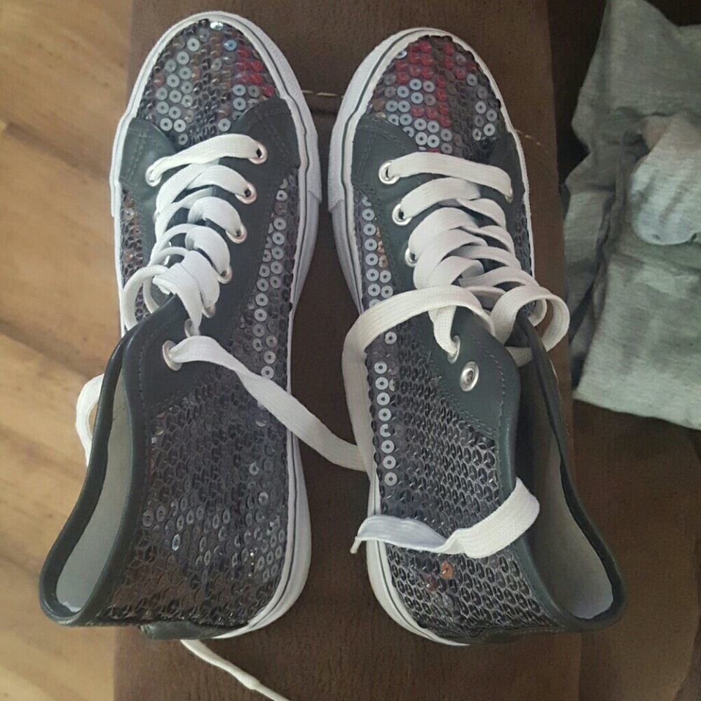 Silver sequin hightops
