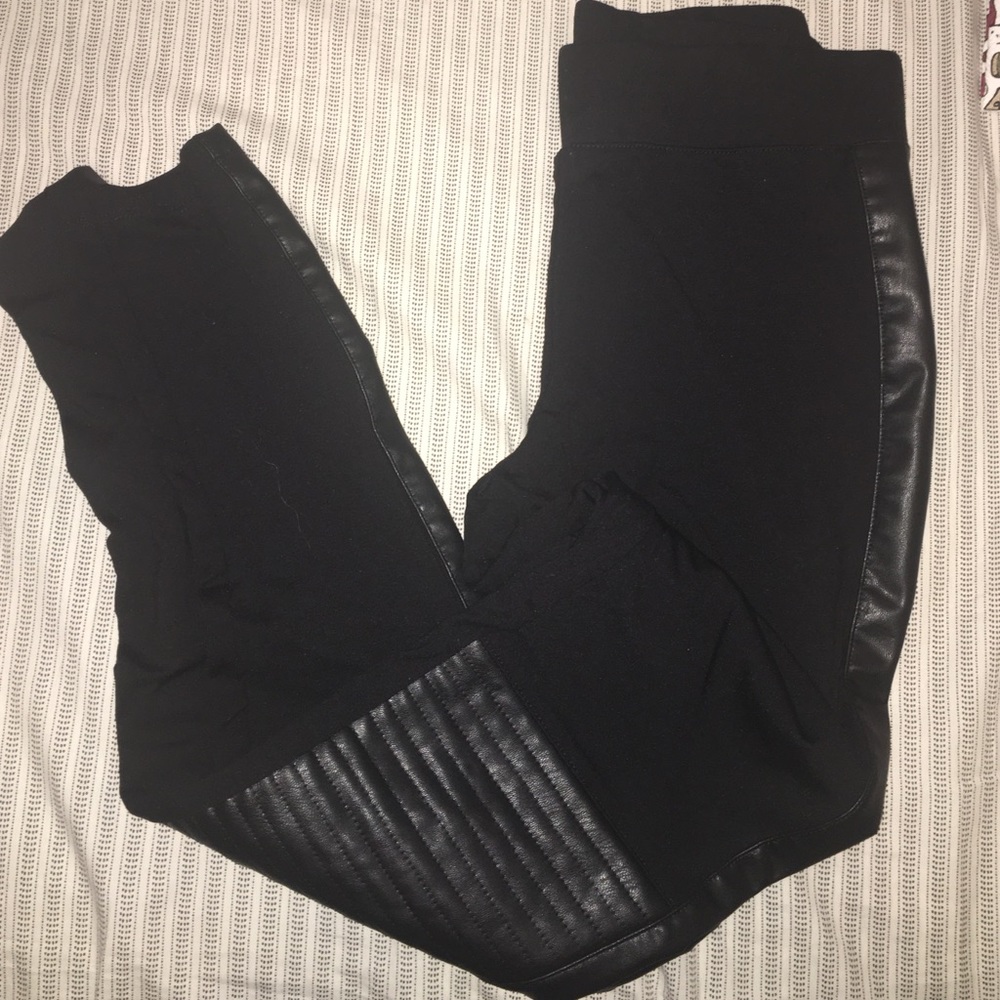 Leggings with leather