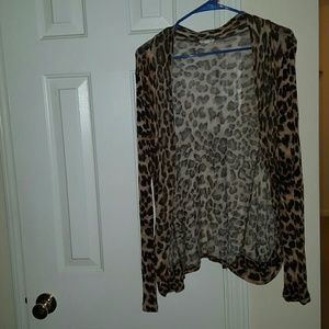 Leopard print long sleeve cardigan
