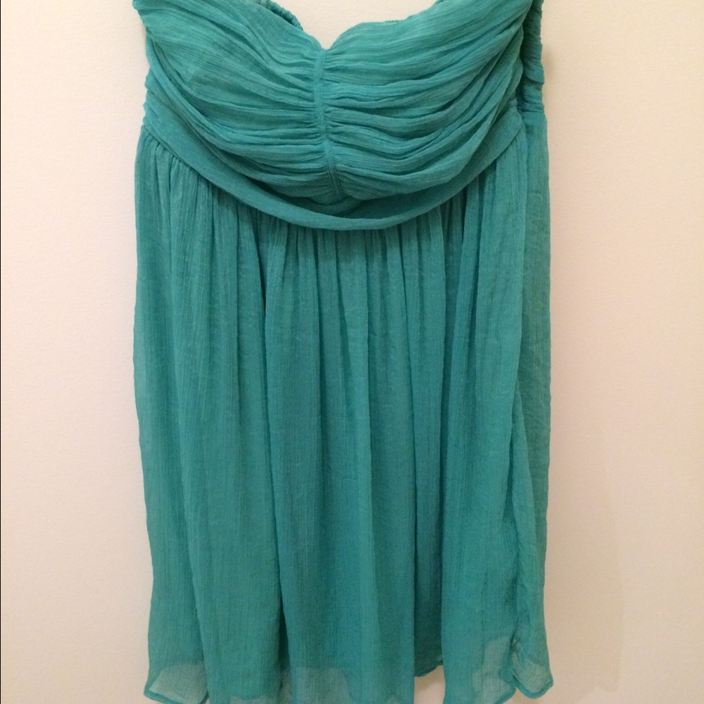 Teal strapless dress