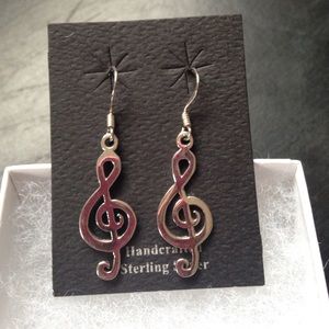 Sterling silver treble clef earring