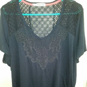 Navy top with lace/lattice type back