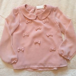 H&M girls pink bow shirt blouse