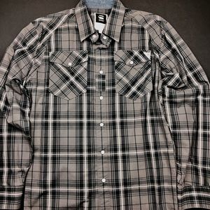 G-Star Shirts - G-STAR RAW Grey and Blue Plaid Button Down G-Star Shirts - G-STAR RAW Grey and Blue Plaid Button Down