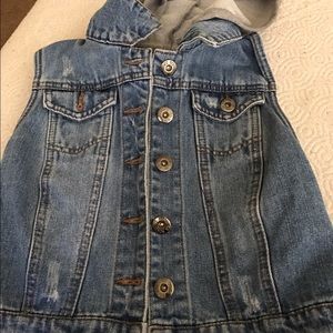 Denim vest with hoodie