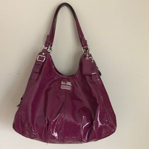 Patent leather coach shoulder bag