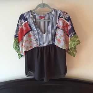 Anthropologie multi pattern blouse