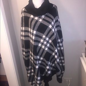 Black and white poncho