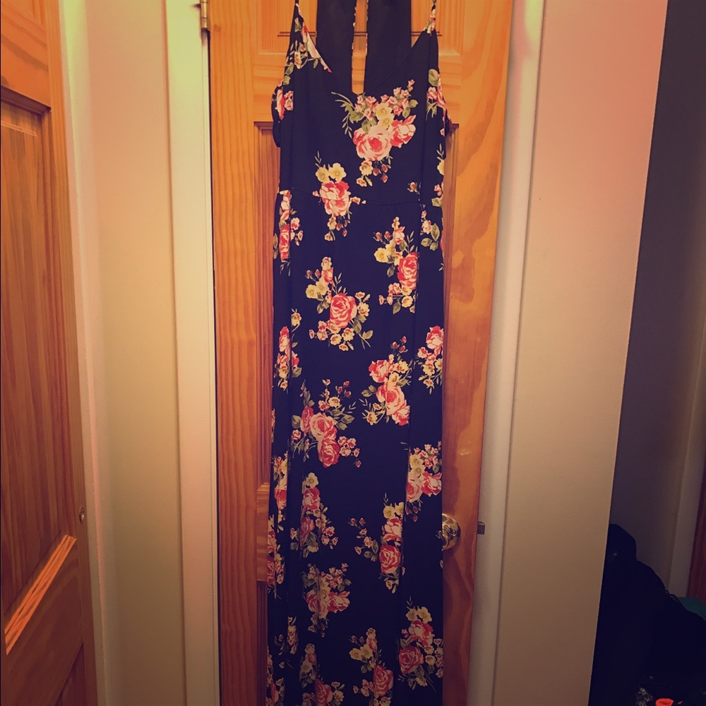 Forever 21 floral maxi dress with cutouts