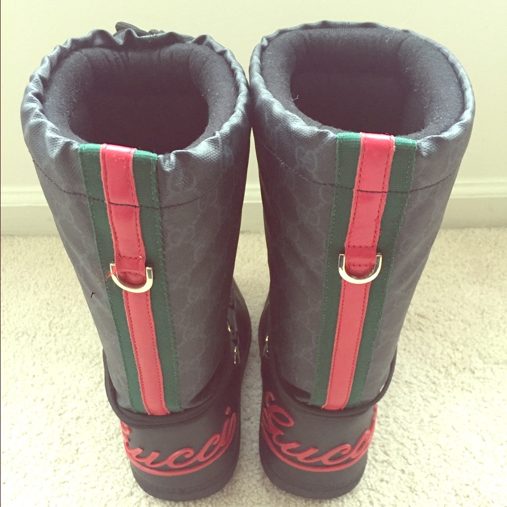 Gucci Black Leather Snow Boots - Size 8.5
