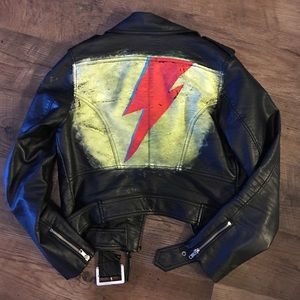 Ziggy Stardust Handpainted Faux Leather Jacket