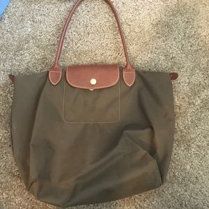 Army green "small Le Pliage" long champ bag