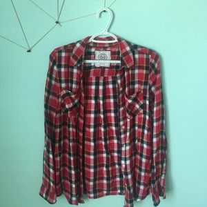 red navy and white checkered flannel