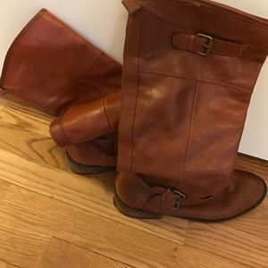 Distressed brown leather DV boots