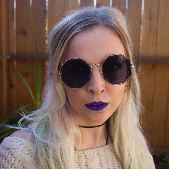 1 LEFTOversizedGeometric Octagonal Neutral Sunnies - Picture 3 of 3