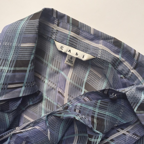 CAbi Penelope Blue Plaid Sheer Top - Picture 3 of 3