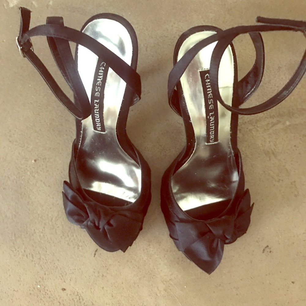 Chinese Laundry black satin heels
