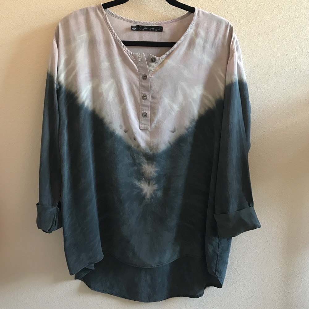 Grey Tie-Dye Ombré Blouse
