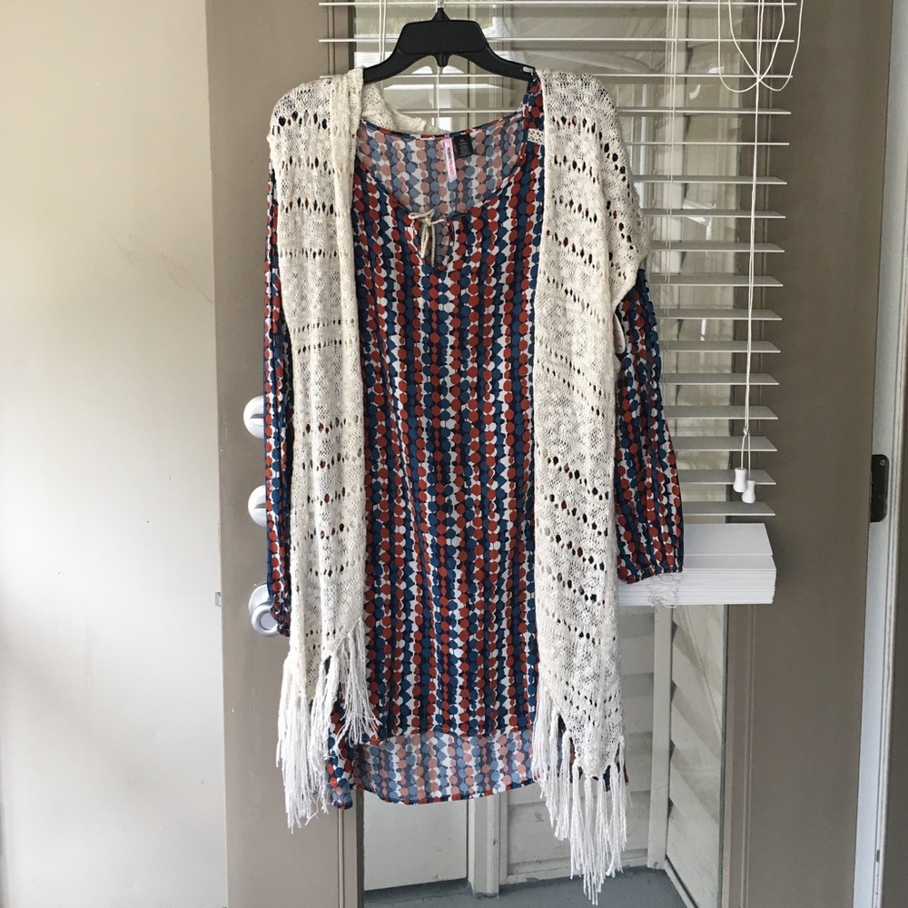 Size XL women's boho dresss with sweater vest