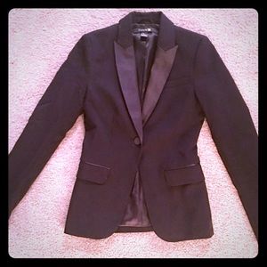 Size 2 blazer with satin lapels. From Forever 21