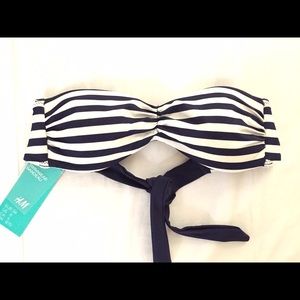 NWT H&M Blue and White Stripe Bandeau Swim