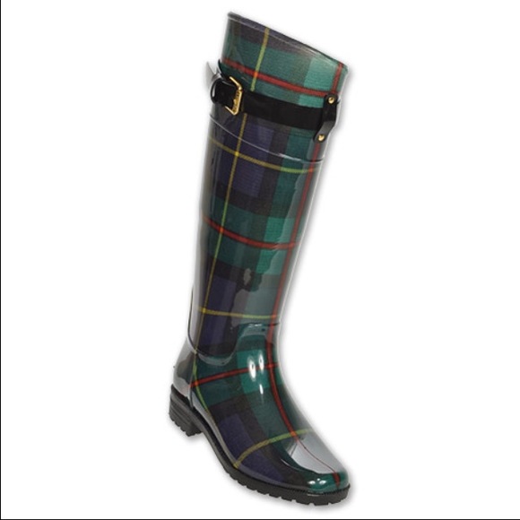 ralph lauren plaid rain boots