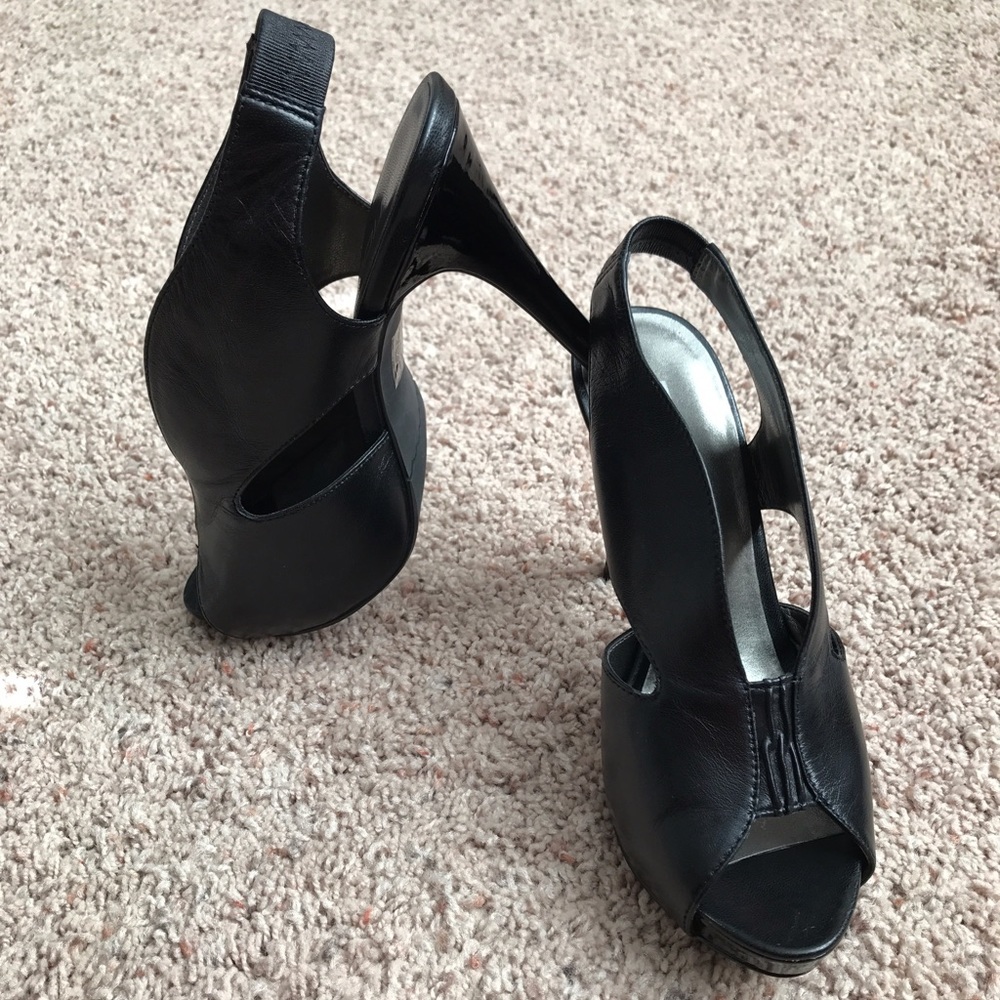 Moda Sexy Open Toe Sling Back Black Heels
