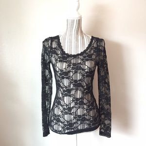 Black Lace Long Sleeve Top