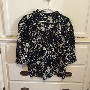 J Crew black/beige floral shirt