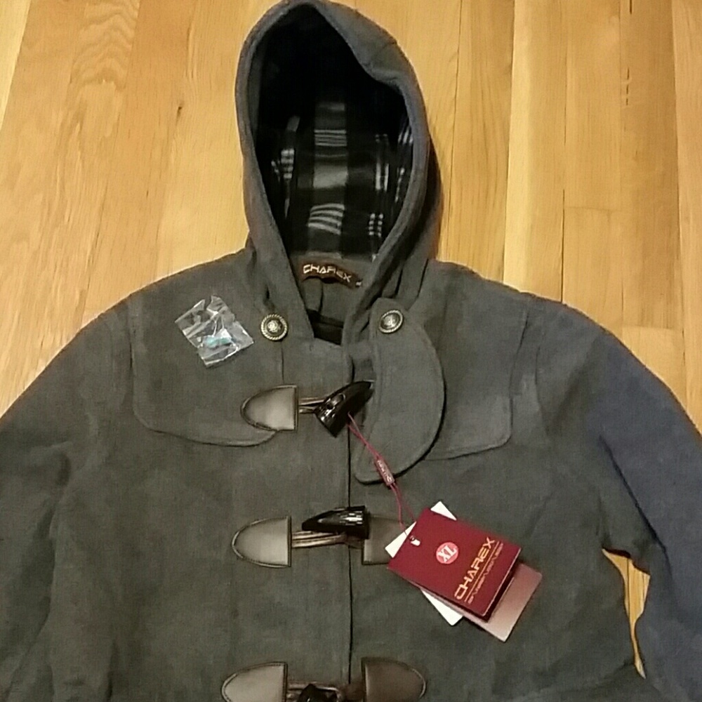Grey hooded dress coat - Picture 2 of 4