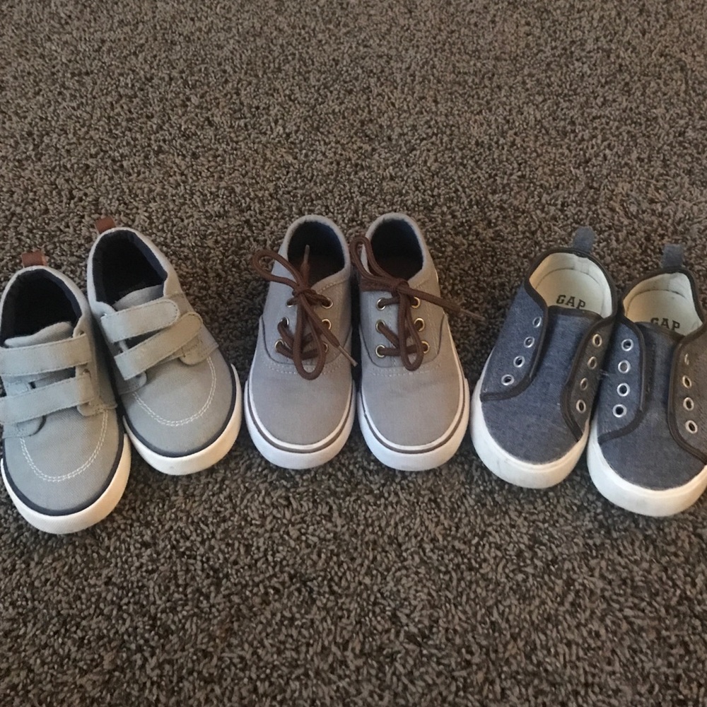 Three pair boys canvas shoes