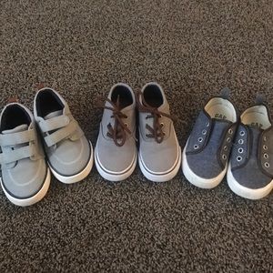 Three pair boys canvas shoes