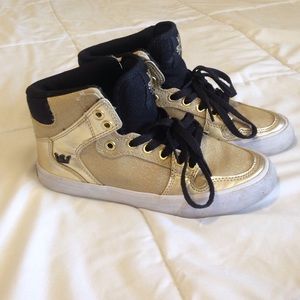 Gold With Glitter Supra Hightop Sneakers