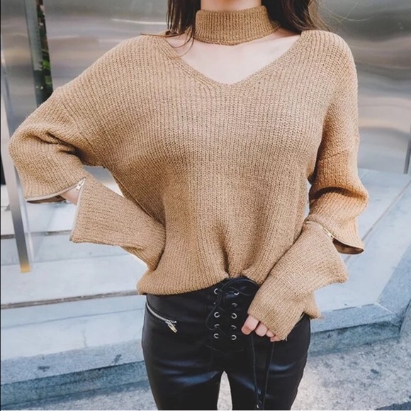 💞NEW IN💞choker  sweater with zips on elbow👯 - Picture 4 of 5