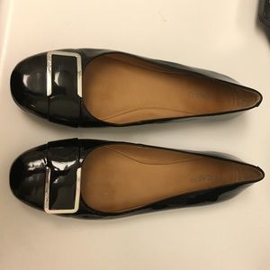 Coach black patent leather flats