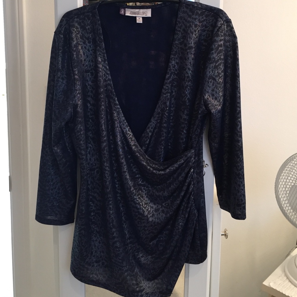 Navy lurex shine top