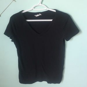 black v neck tee