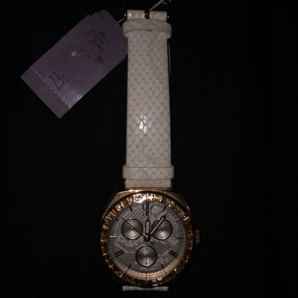 Genuine Leather Watch w/ Faux Snake Print