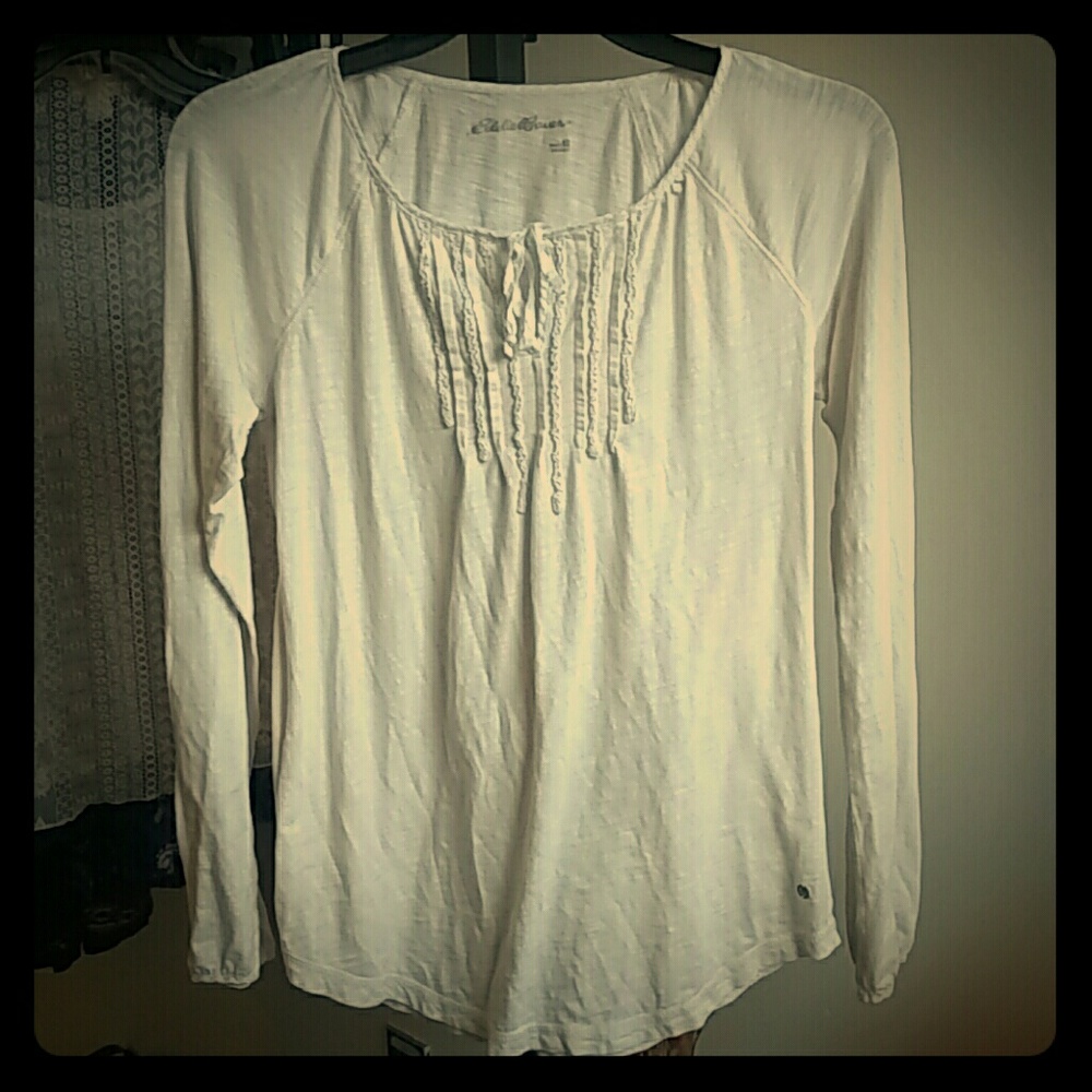 Eddie Bauer Long Sleeve Raglan Peasant Top