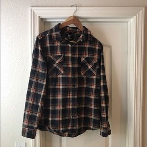 Men's Dark Blue/Rust Orange Flannel