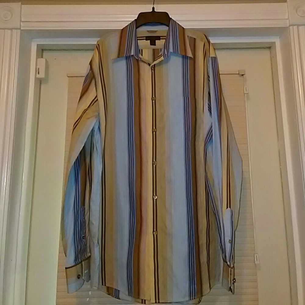 Mens striped dress shirt size L