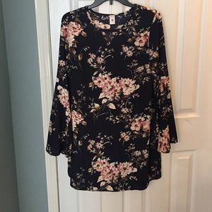 Navy Blue Floral Dress