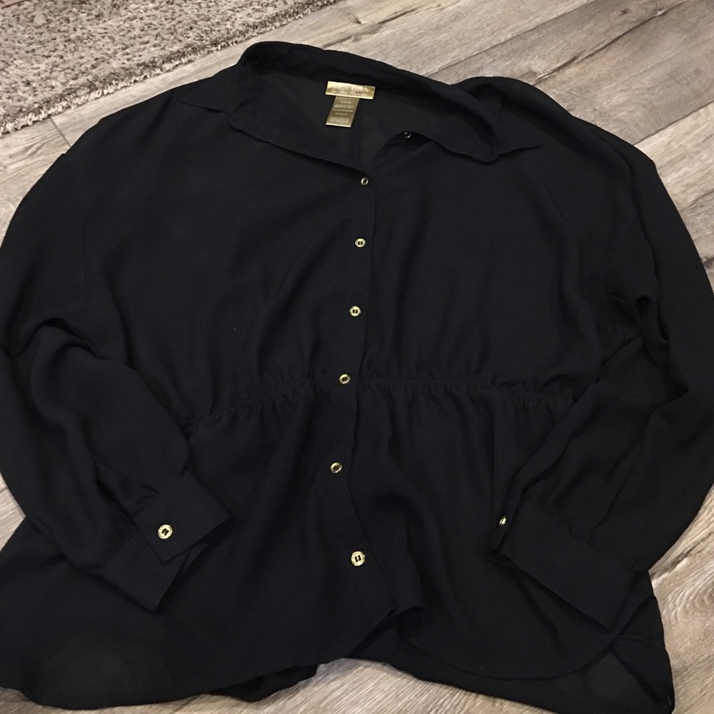 Black Sheer Waist Tee, Size M