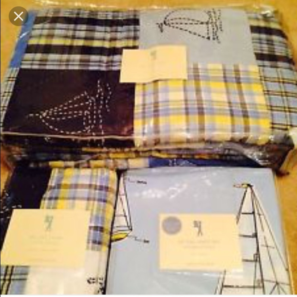 ISO pottery barn kids set sail bedding