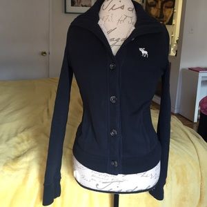 Navy A&F cozy button up sweater