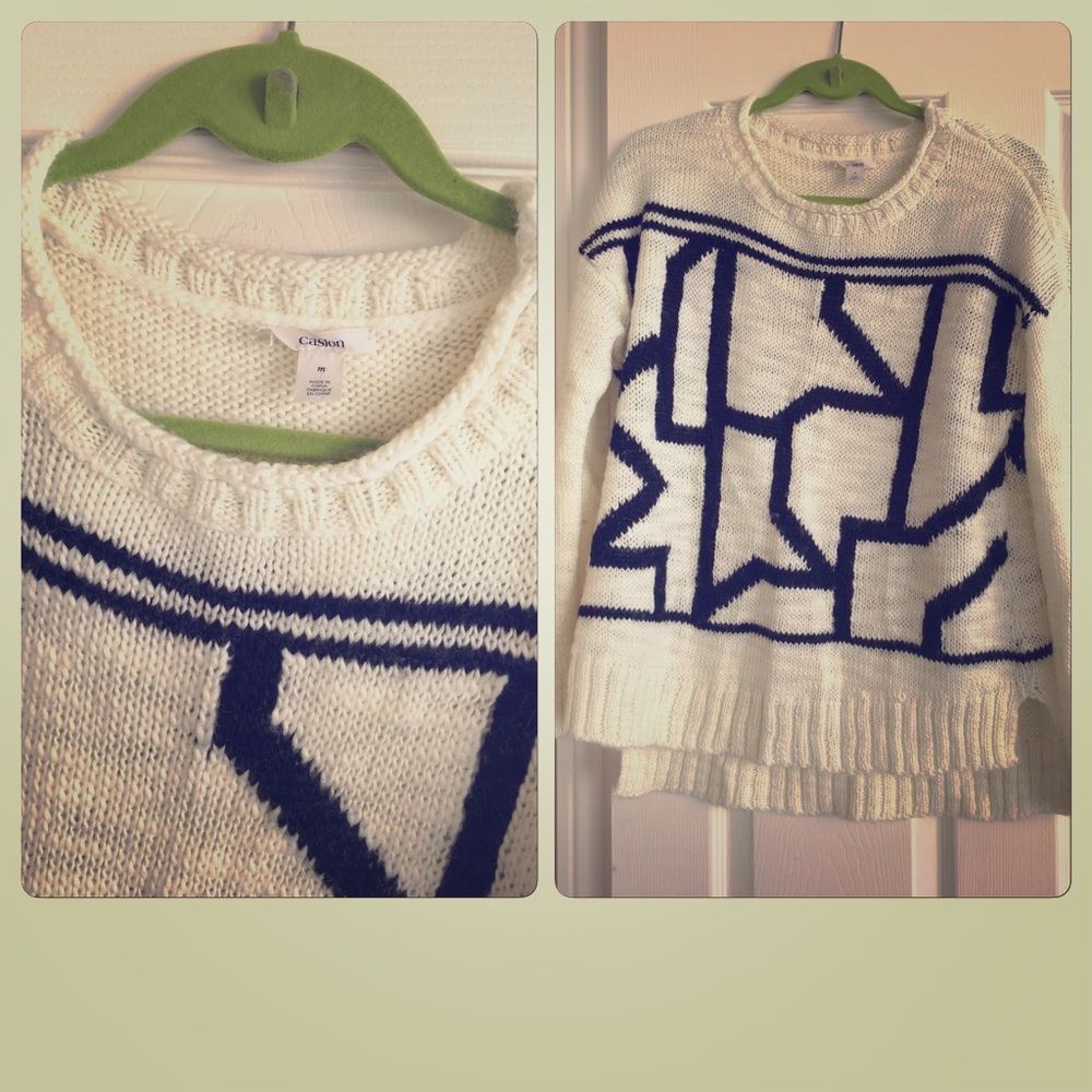 Black and white long sleeve sweater
